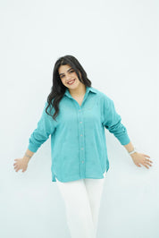 Chemise en Lin - Bleu turquoise doux