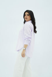 Chemise Popeline Rayée Mauve Claire