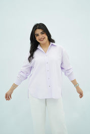 Chemise Popeline Rayée Mauve Claire