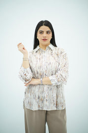 Chemise Fluide à Imprimé Abstrait Terre