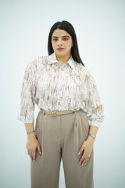 Chemise Fluide à Imprimé Abstrait Terre