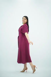 Robe en Lin Ceinturée – Prune Intense