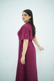 Robe en Lin Ceinturée – Prune Intense