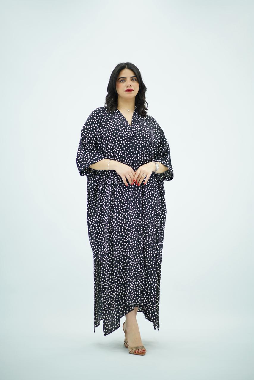 Gandoura Robe fluide à petit pois noir