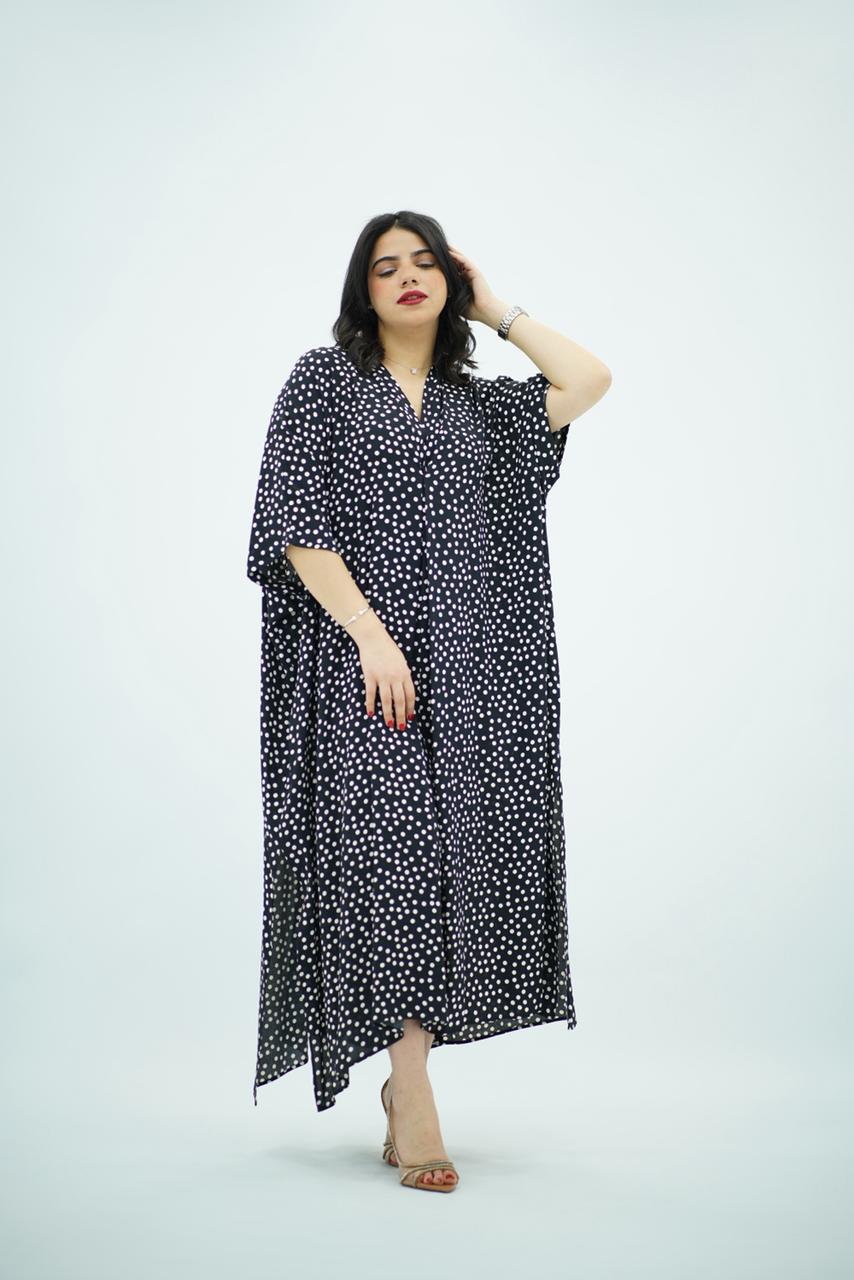 Gandoura Robe fluide à petit pois noir