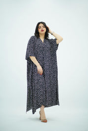 Gandoura Robe fluide à petit pois noir