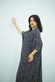 Gandoura Robe fluide à petit pois noir