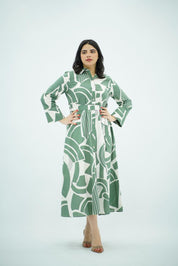 Robe imprimée vert élégance