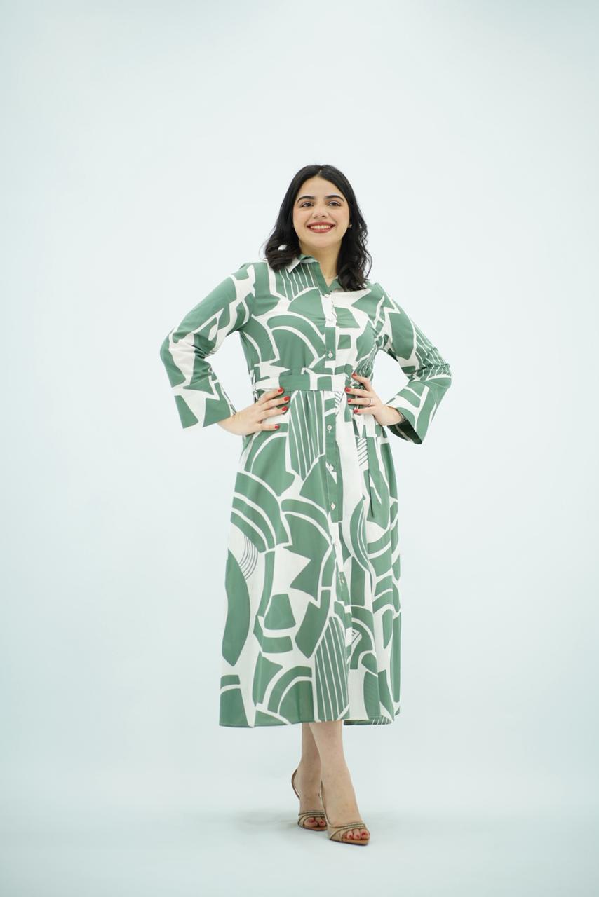 Robe imprimée vert élégance