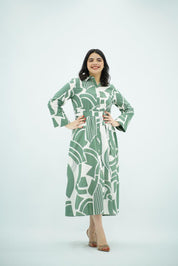 Robe imprimée vert élégance