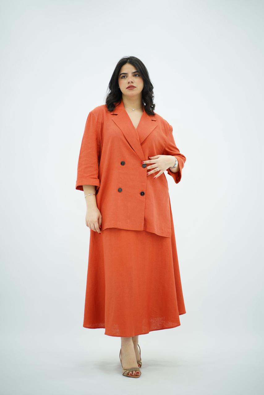 Ensemble Jupe  en Lin - Orange