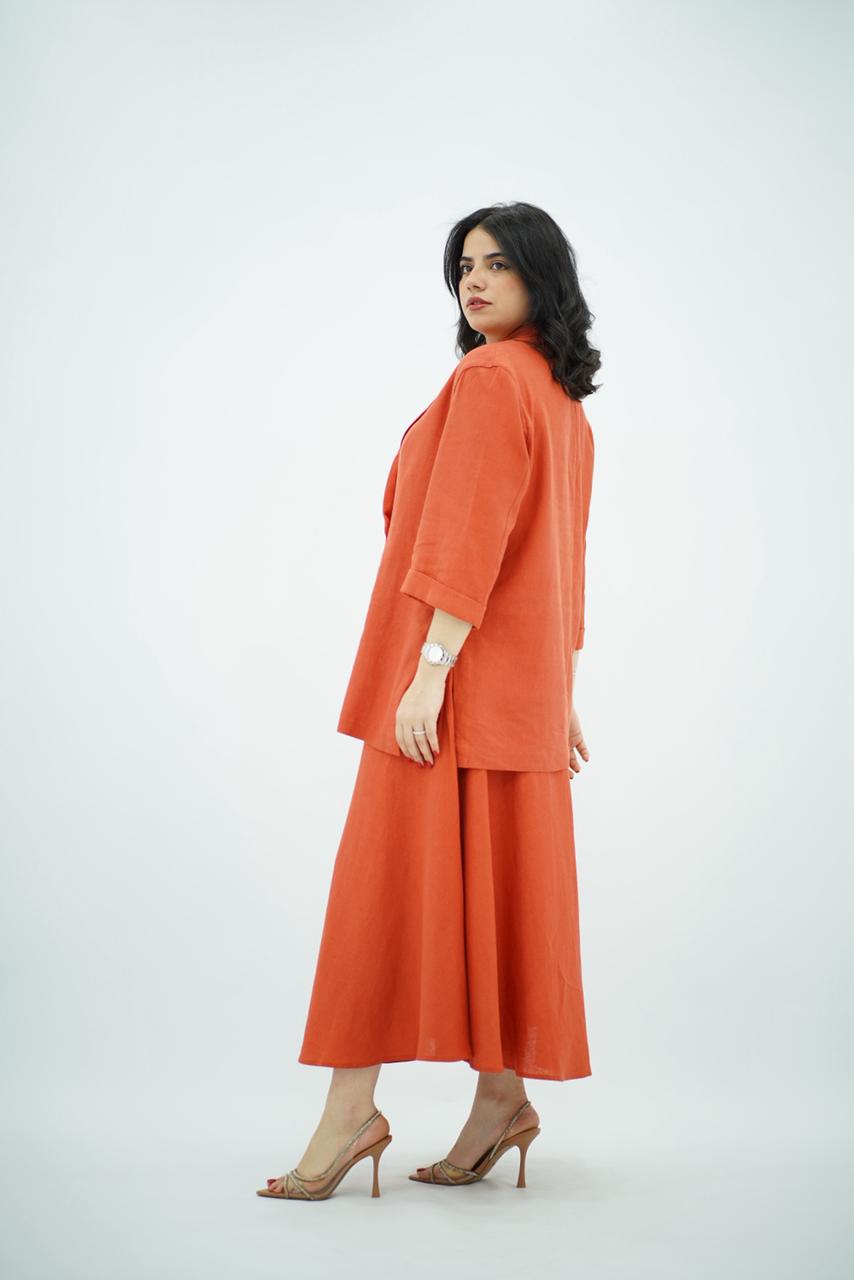 Ensemble Jupe  en Lin - Orange
