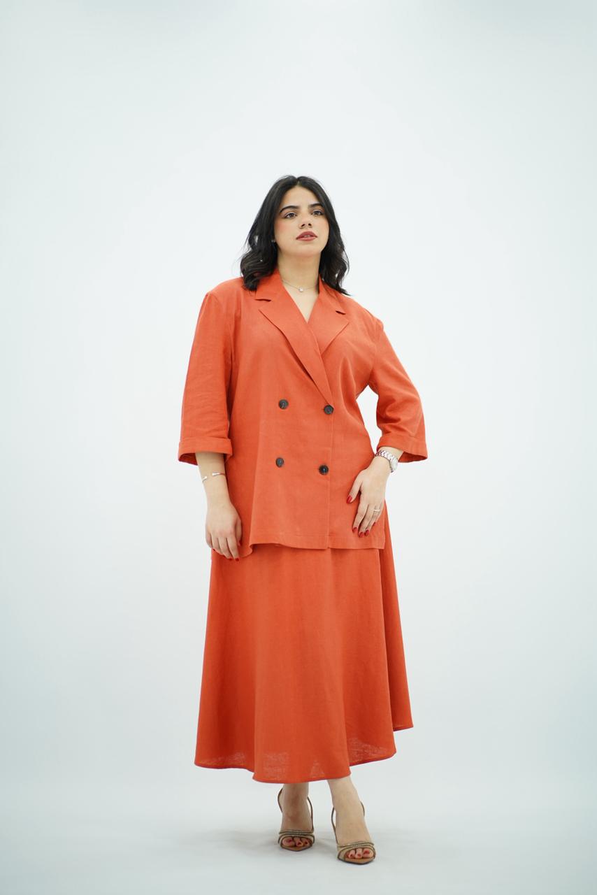 Ensemble Jupe  en Lin - Orange