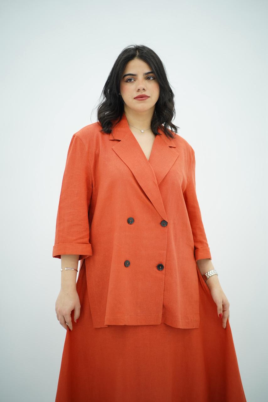 Ensemble Jupe  en Lin - Orange