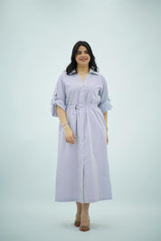 Robe Chemise à Rayures Bleues et Blanches