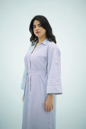 Robe Chemise à Rayures Bleues et Blanches