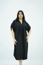 Robe Noire à Broderies Ton sur Ton