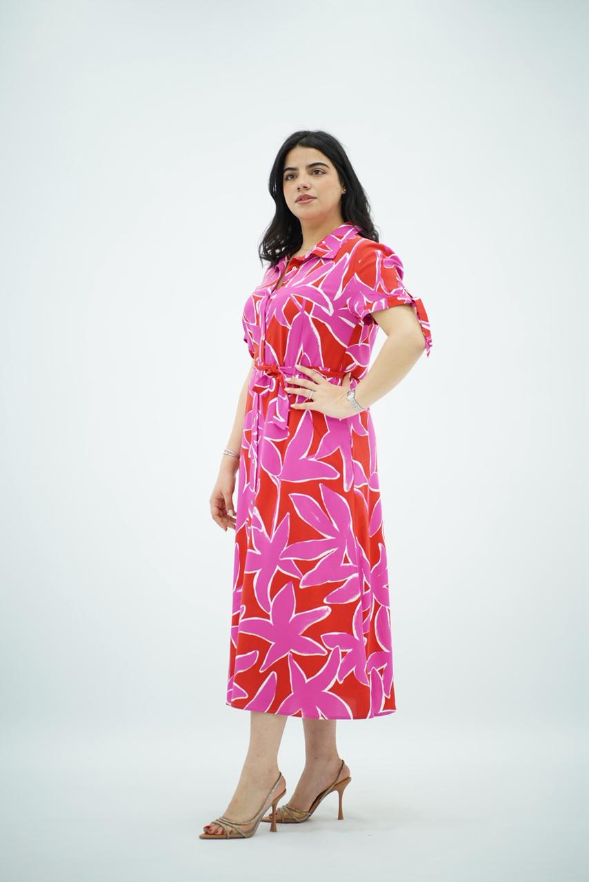 Robe Midi à Imprimé Floral Vibrant