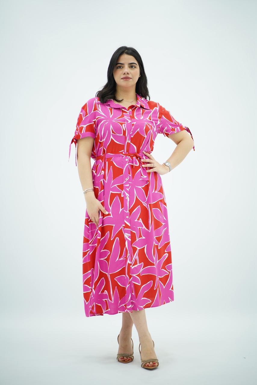 Robe Midi à Imprimé Floral Vibrant