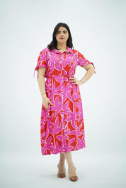 Robe Midi à Imprimé Floral Vibrant
