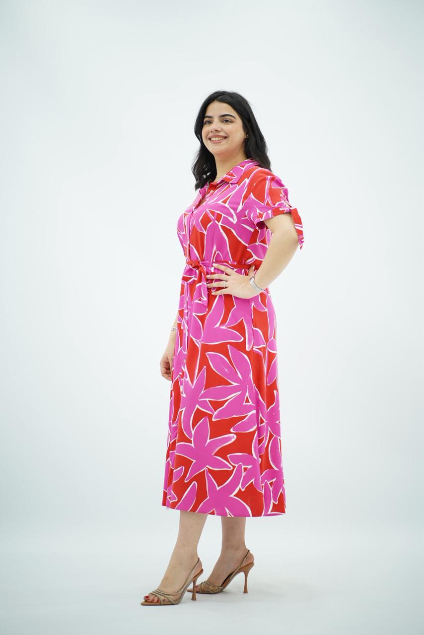 Robe Midi à Imprimé Floral Vibrant