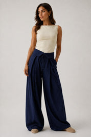 Pantalon Rayé Wide Leg