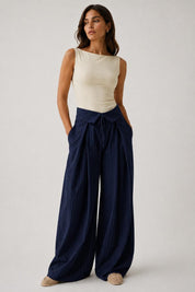 Pantalon Rayé Wide Leg