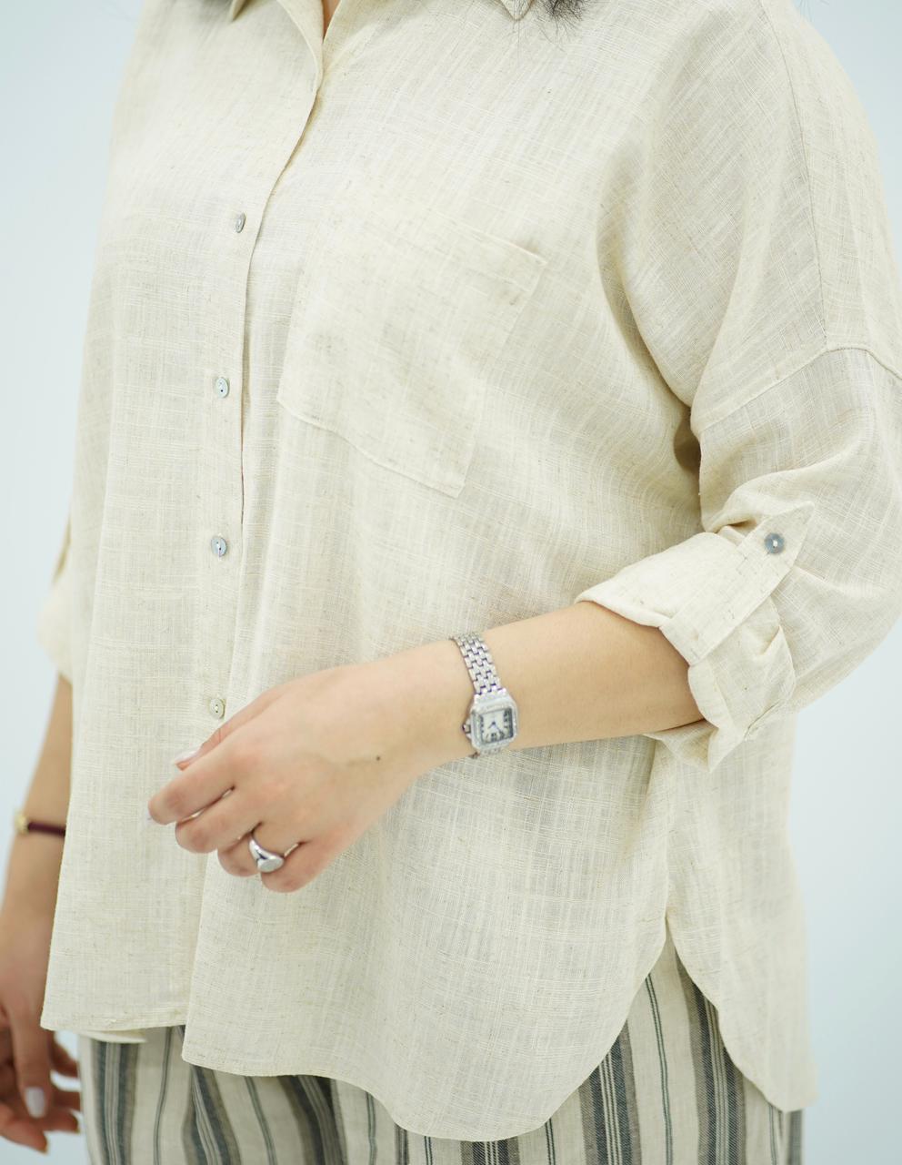 Chemise En Lin Beige naturel