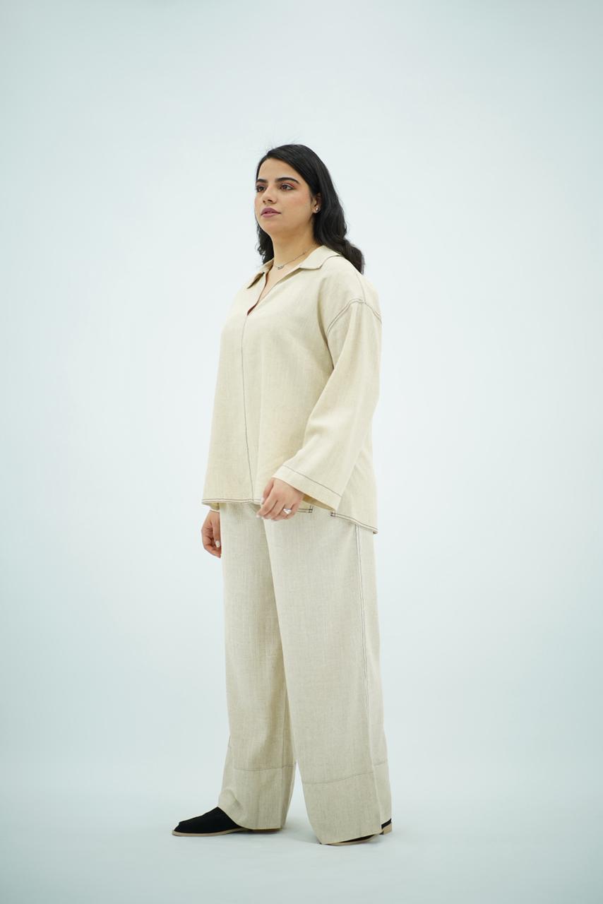 Ensemble en Lin Beige Naturel – Coupe Oversize