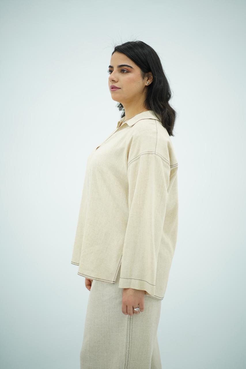 Ensemble en Lin Beige Naturel – Coupe Oversize