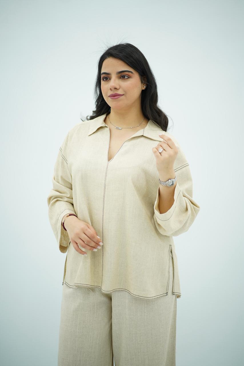 Ensemble en Lin Beige Naturel – Coupe Oversize