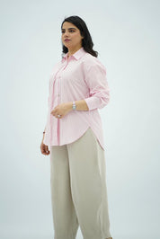 Chemise Rayée Rose Pastel