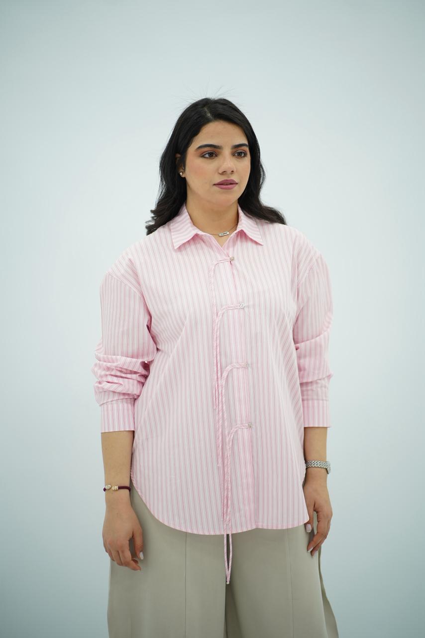 Chemise Rayée Rose Pastel