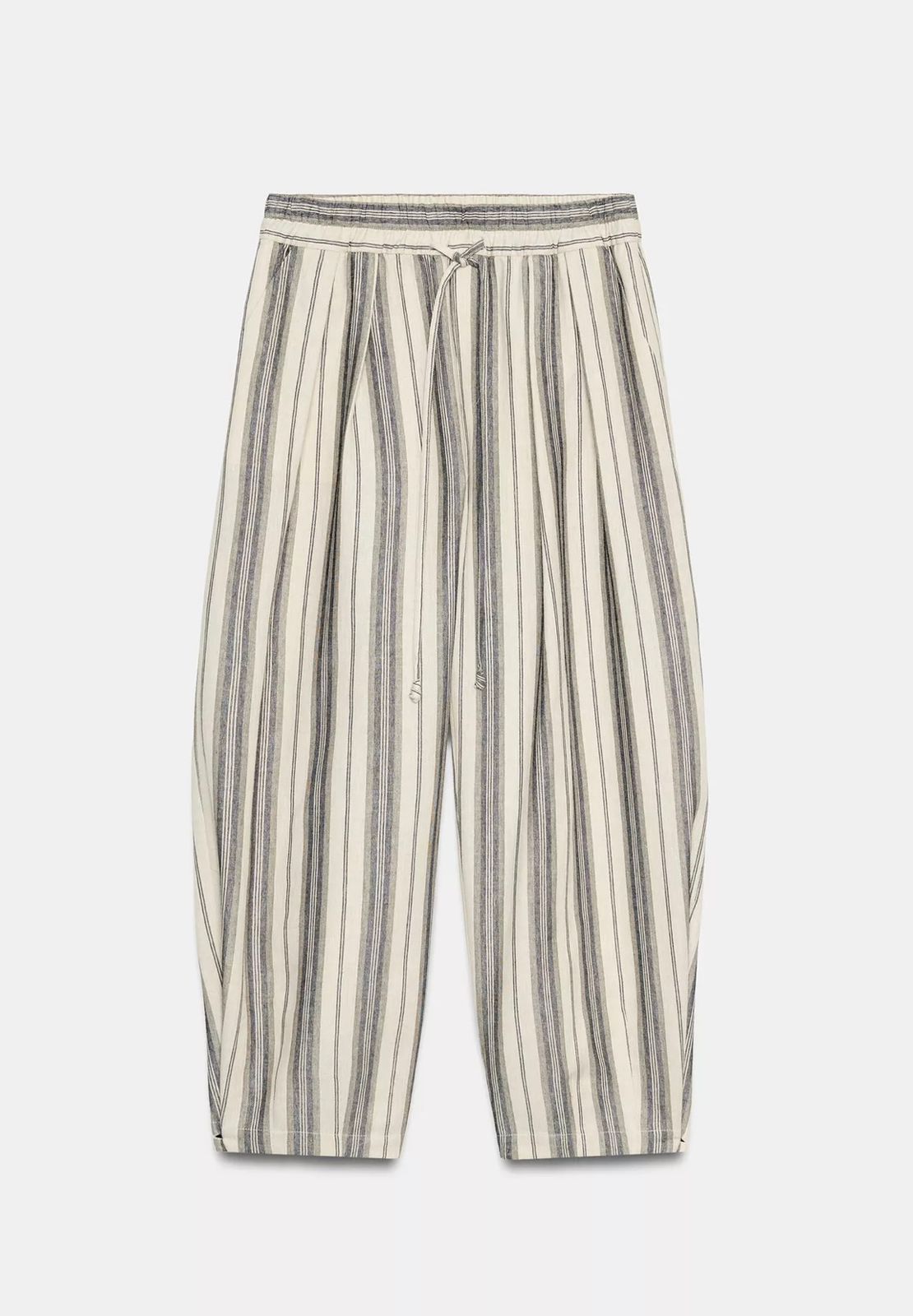 Pantalon Carotte en lin à Rayures