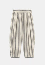Pantalon Carotte en lin à Rayures