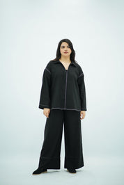 Ensemble Noir en Lin Minimaliste