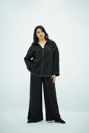 Ensemble Noir en Lin Minimaliste
