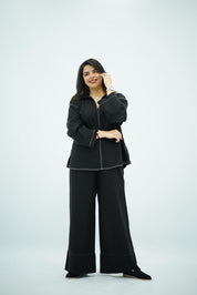 Ensemble Noir en Lin Minimaliste
