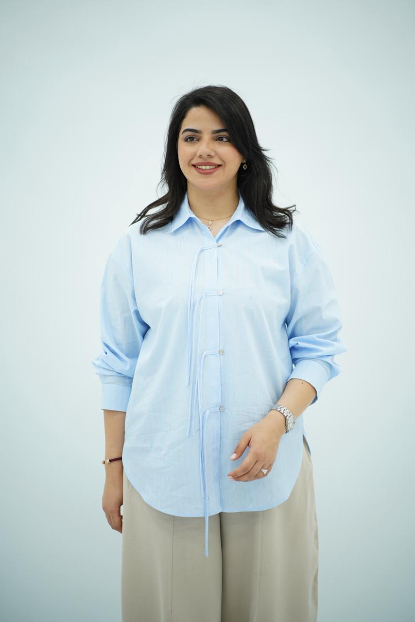 Chemise Bleu ciel fines rayures