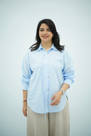 Chemise Bleu ciel fines rayures