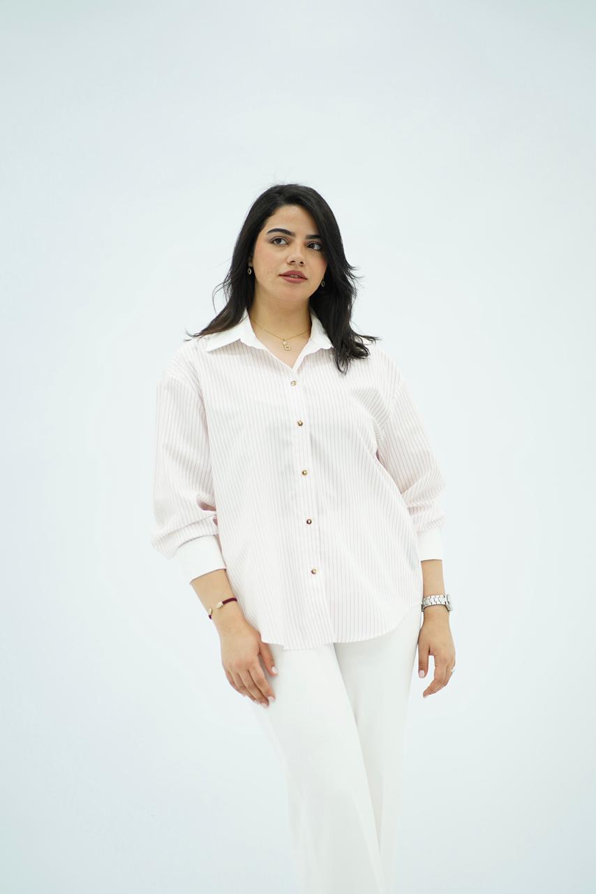 Chemise Oversize à Rayures Rouge