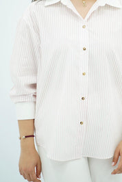 Chemise Oversize à Rayures Rouge