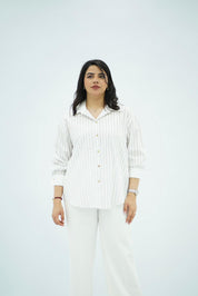 Chemise Blanche Oversize Rayée