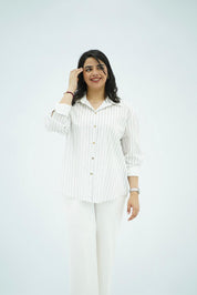 Chemise Blanche Oversize Rayée