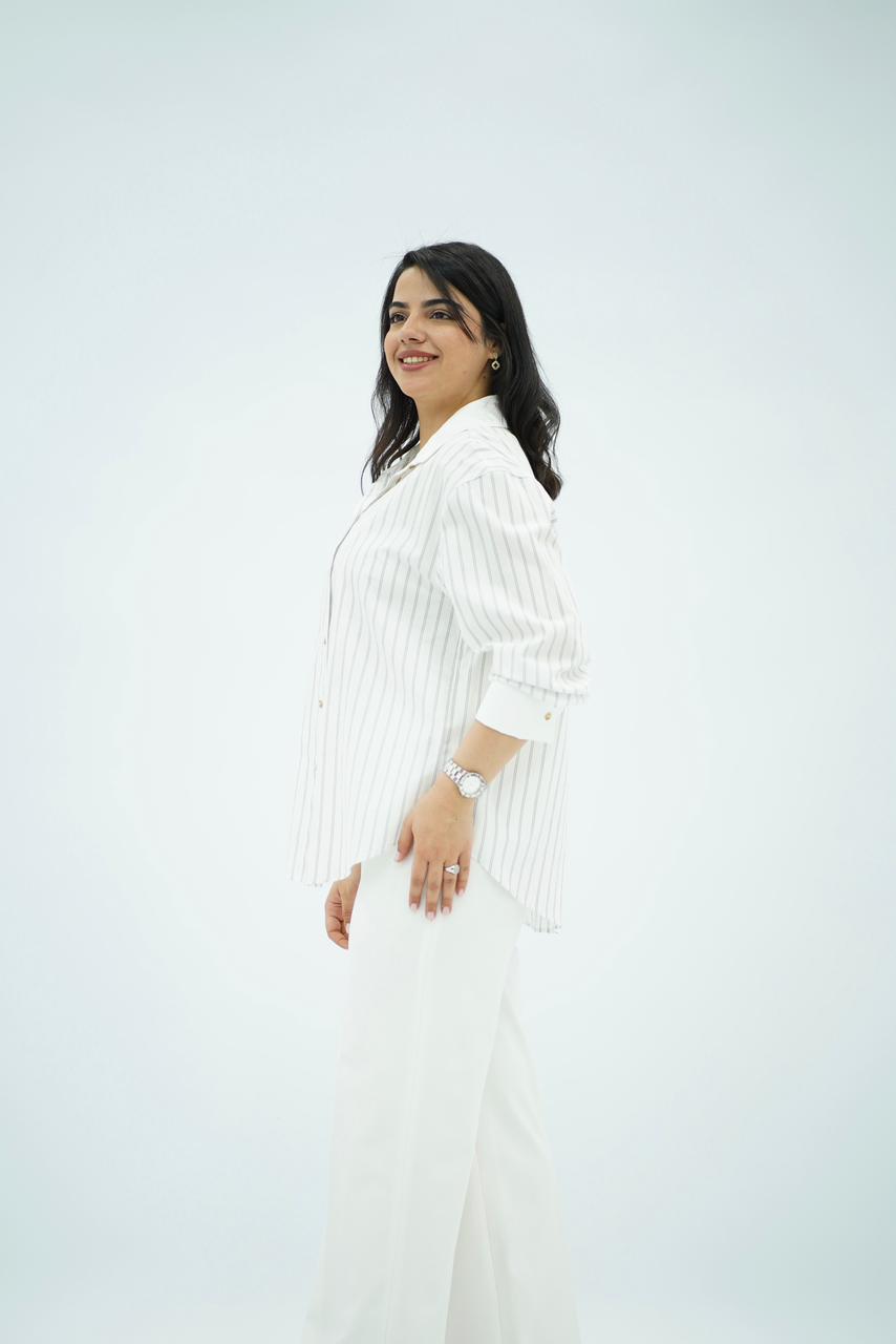 Chemise Blanche Oversize Rayée