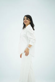Chemise Blanche Oversize Rayée