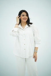 Chemise Blanche Oversize Rayée