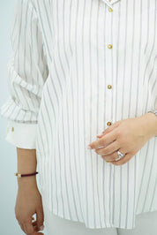 Chemise Blanche Oversize Rayée