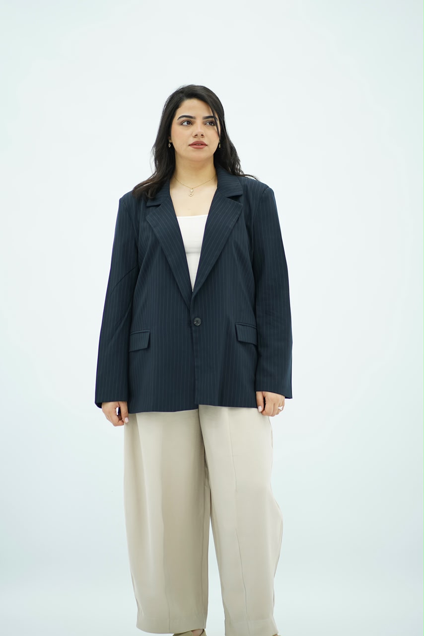 Veste oversize Bleu Nuit Rayé