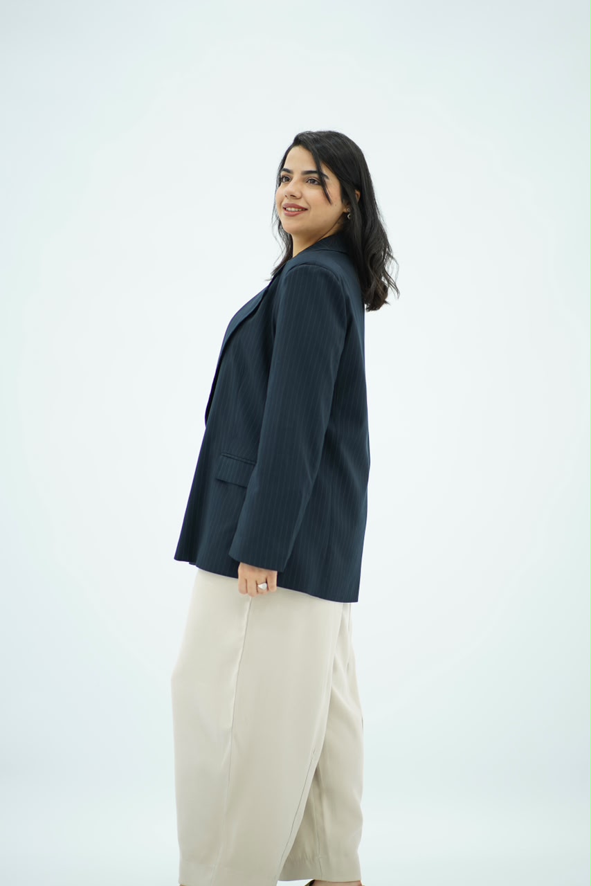 Veste oversize Bleu Nuit Rayé
